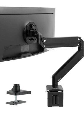 VIVO Pneumatic Monitor Arm - Single Desk Mount - STAND-V101G1, VESA 75 / 100 BLK